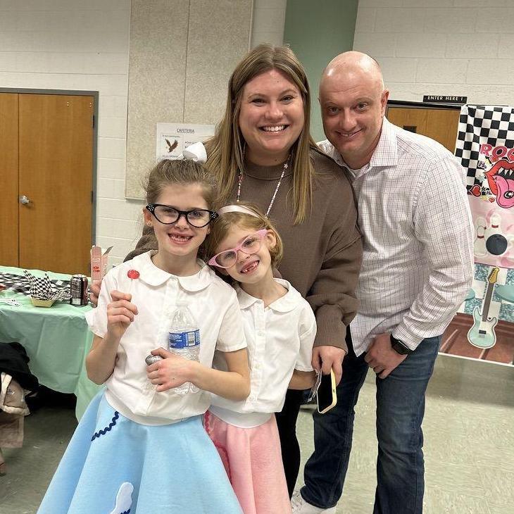 Valentine's Day Dance @ CES with our girls! Matt was on lollipop duty & had to hold them while the girls ran around ❤️🪩
