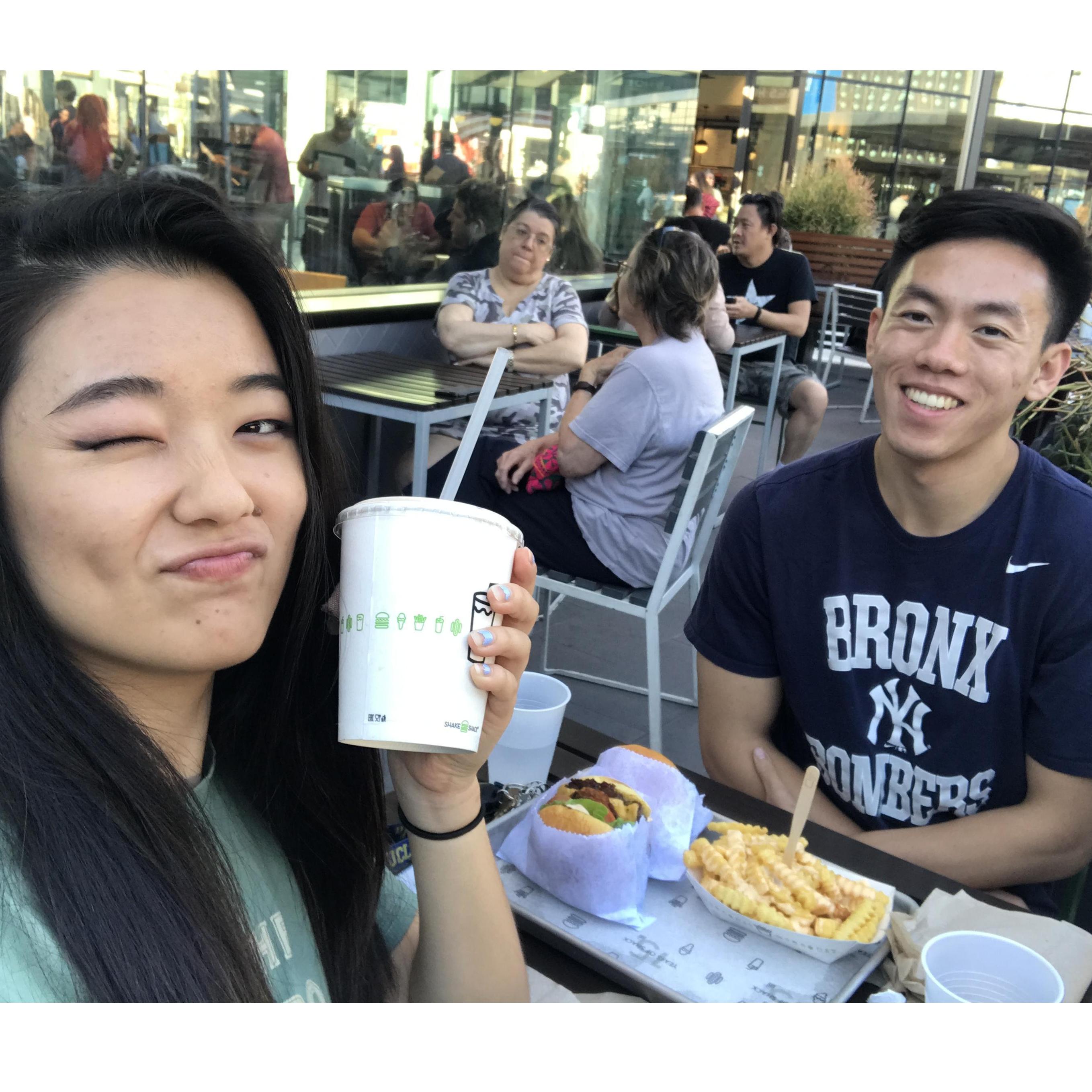 Didn't document the first time I tried Shake Shack, but the second time was just as momentous. This is where Isaiah won me over to all New York things.