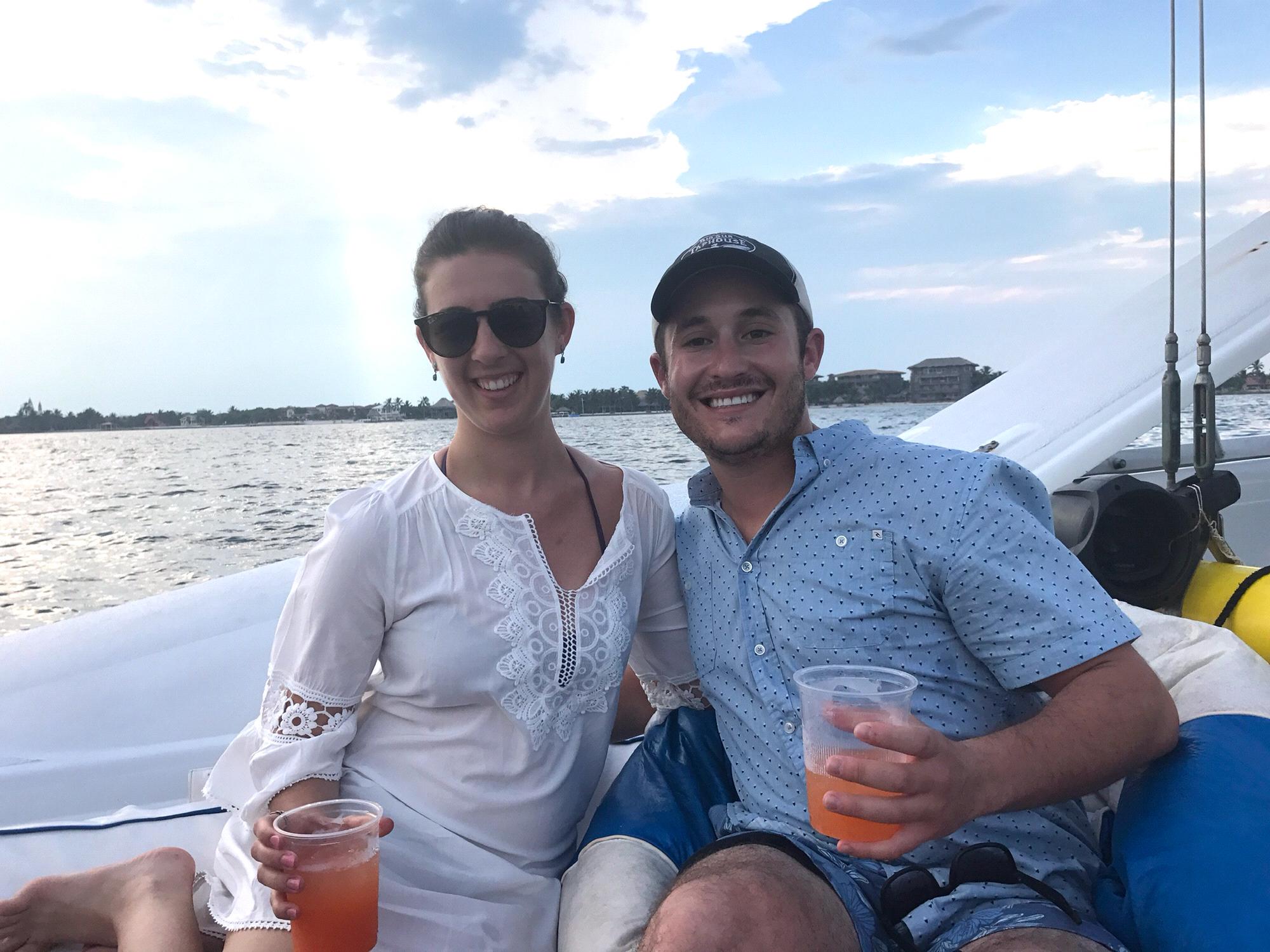 Sunset cruise in Belize. Our first international trip together!