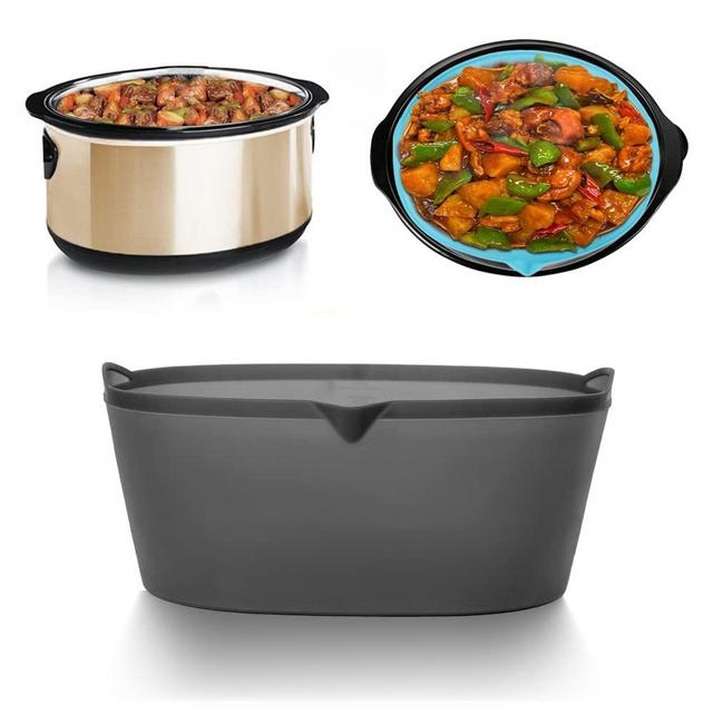 2pcs Set Slow Cooker Liner Set Silicone Divider Insert Replacement Crock 5  6qt Cooking Liner Reusable