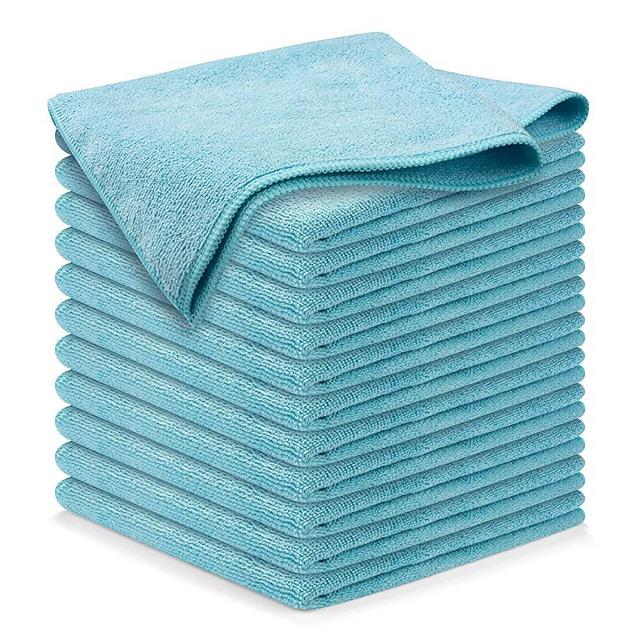 USANOOKS Microfiber Cleaning Cloth Turq - 12Pcs (16x16 in) High Performance - 1200 Washes, Ultra Absorbent Weave Trap Grime & Liquid for Streak-Free Mirror Shine, Scratch Proof & Lint Free Cloth
