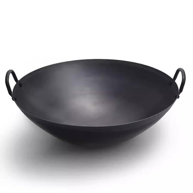 SUZEPER Handmade Cast Iron Wok,large Woks With Handles,iron Cooking Pot,restaurant Chef's Pot Fry Pan,chinese Cooking Woks For Kitchen Camping Rv Cars(38cm/14.9", Black)