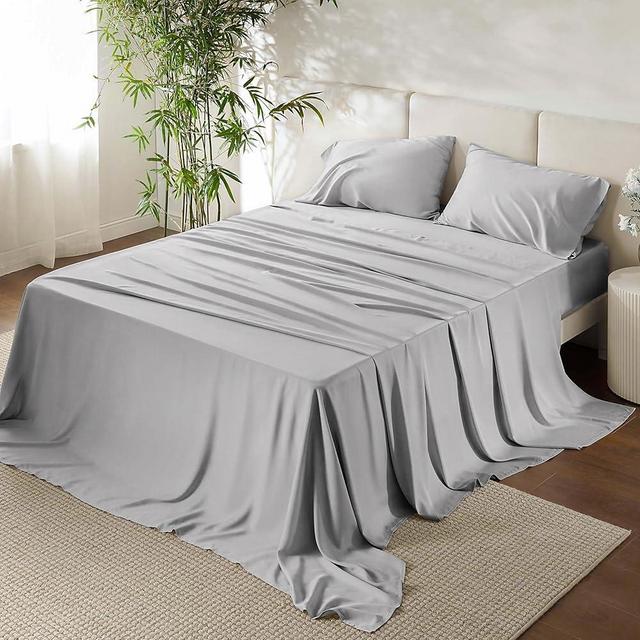URBANHUT 100% Egyptian Cotton Sheets - 1000 Thread Count California King Sheet Set (4Pc), Long Staple Cotton Sheets, All Season Sateen Weave, Luxury Hotel Bedsheets,16" Deep Pocket - Silver Grey