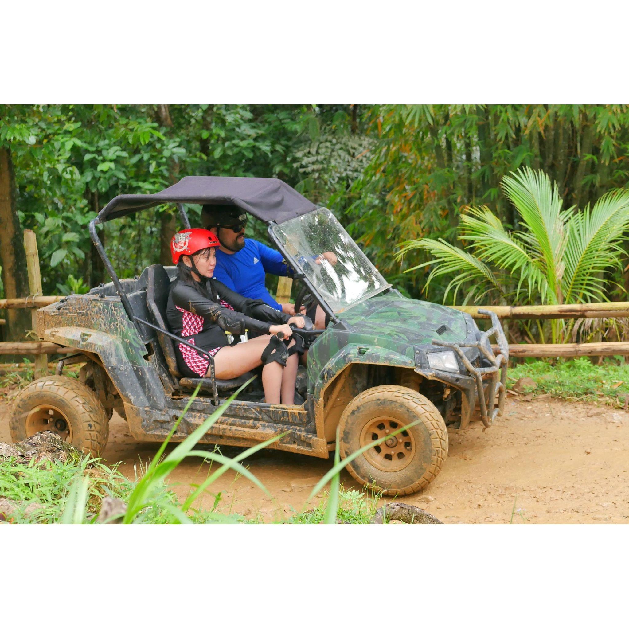 Buggy ride while conquering her fear! LOL