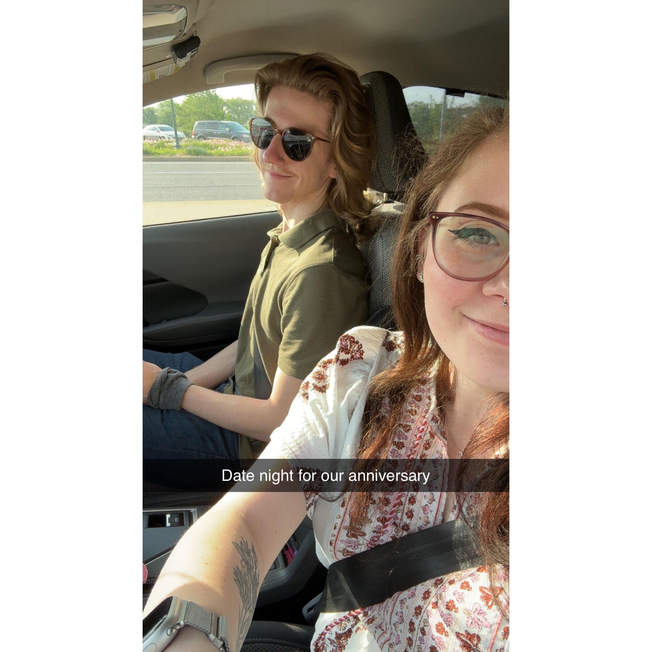 On our way to Stoney River for our second anniversary dinner