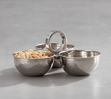 Hammered Nickel Snack Bowl