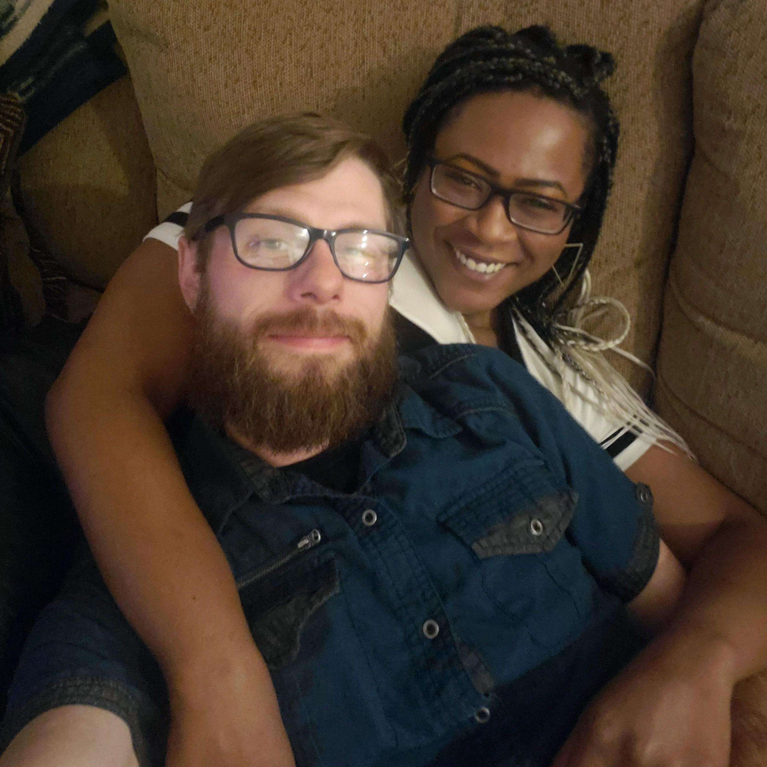 Our first photo as an "official" couple