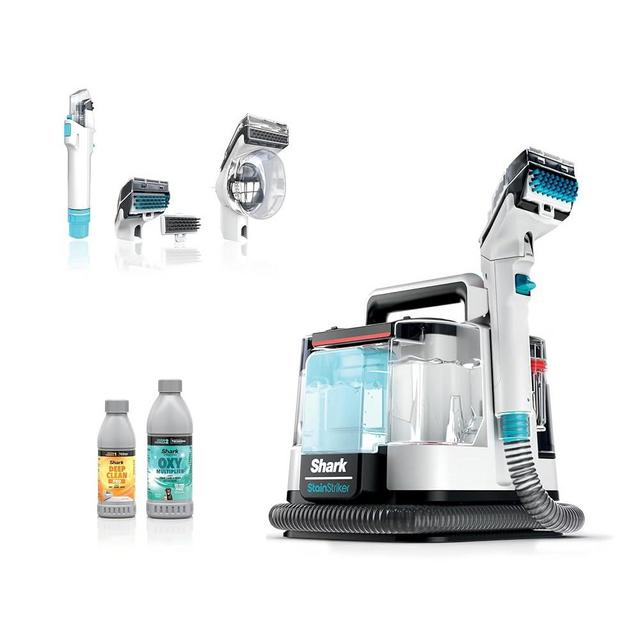 Shark PX201 StainStriker Portable Carpet & Upholstery Cleaner, Spot, Stain, & Odor Eliminator, 3 Attachments, Perfect for Pets, Carpet, Area Rugs, Couches, Upholstery, Cars & More, White (Renewed)