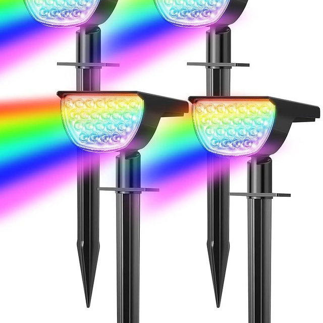 GKGG Solar Multicolor Lights Waterproof IP65, 8 Lighting Modes Solar Spot Lights Outdoor Yard Garden Landscape Pathway Decorations (Multicolor, 4 Pack)