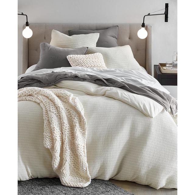 Oake Waffle Stripe 3-Pc. Duvet Cover Set, King, Created for Macy's