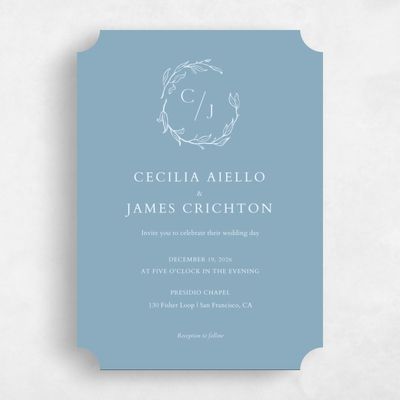 Blue Ticket Wedding Invitation - Everhart Portrait