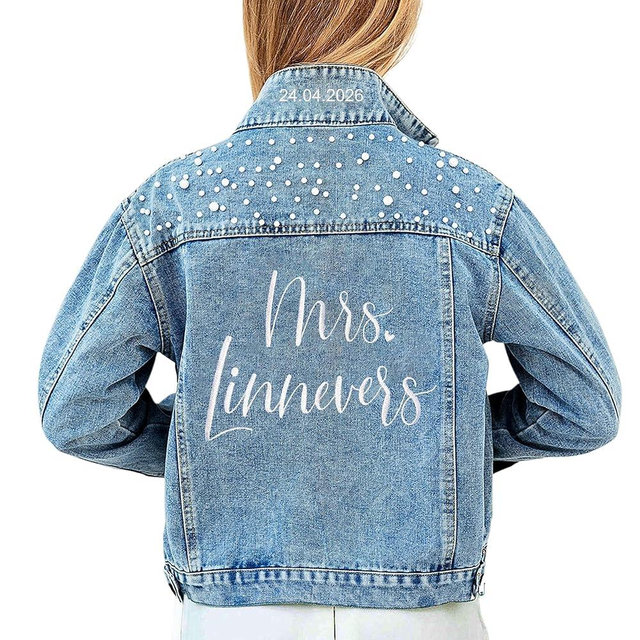 Noni Personalized Embroidered Bride Denim Jacket, Future Mrs Jean Jacket With Pearls, Wedding gifts for Bride