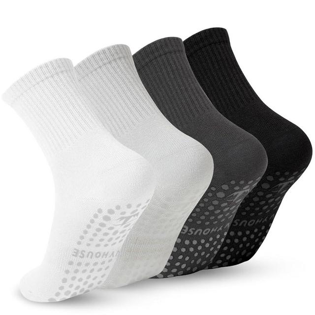 Ivyhouse Pilates Yoga Socks with Grips for Women - Crew Length Ballet Barre Socks - Sticky Workout Hospital Socks