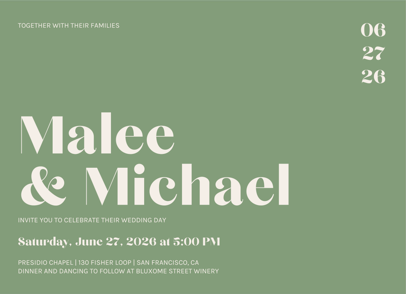 Vitale Landscape | Bright Sage | Zola Wedding Invitations