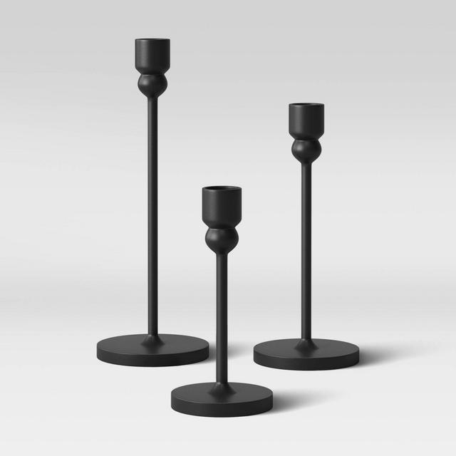 3pc Aluminum Tapered Candle Holder Black - Project 62™