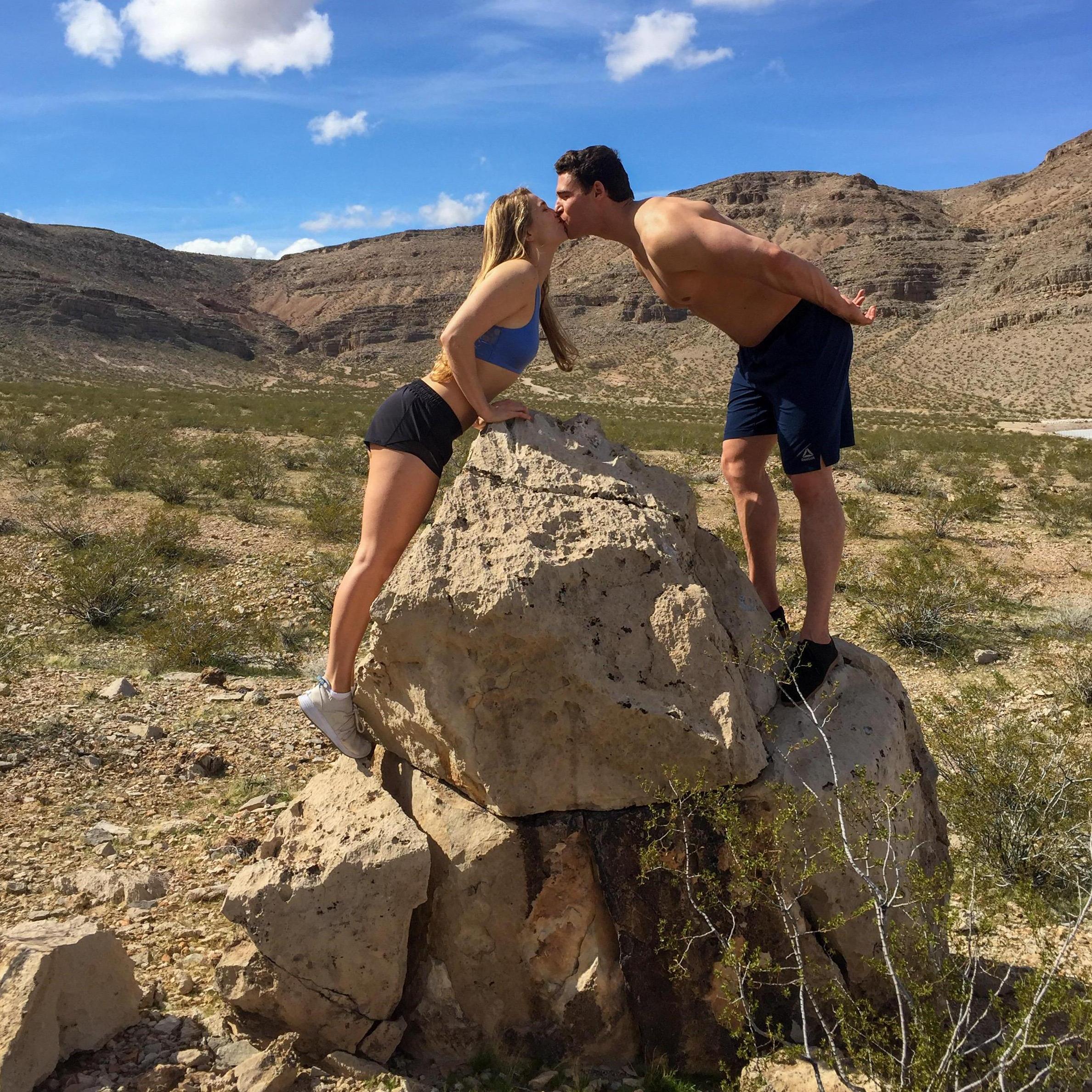 Building our life together on a solid foundation! Taken in the Spring Mountains, Las Vegas.