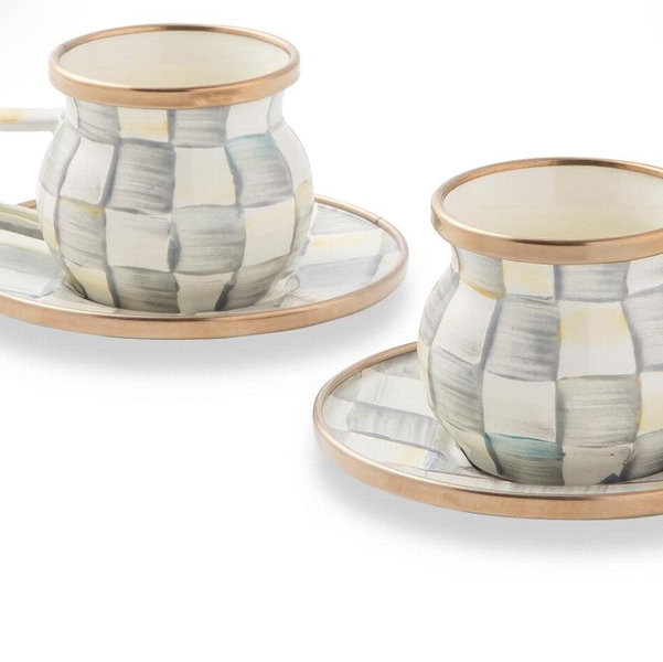 Sterling Check Espresso Cup & Saucer Set