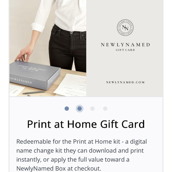 NewlyNamed Gift Card for Name Change