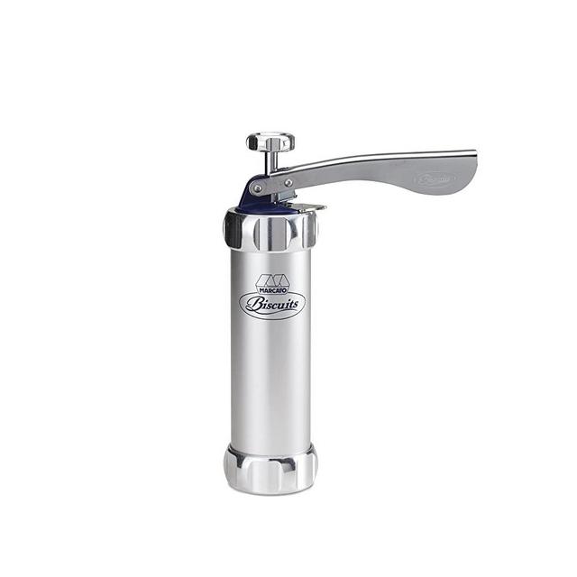 Marcato 8300 Atlas Biscuit Maker Press, Made in Italy, Includes 20 Cookie Disc Shapes, Classic Silver