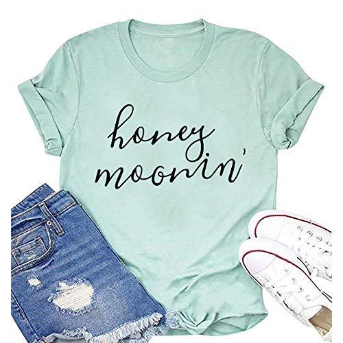 Honeymoon Shirt Honeymoonin Shirts Funny Women Bride Vacation Tees Casual Short Sleeve Tops