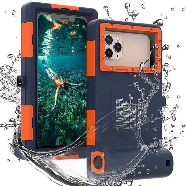Professional 50ft Diving Phone Case for All Samsung iPhone Series, Universal Waterproof Cell Phone Cover for Outdoor Surfing Swimming Snorkeling Photo Video (Orange)