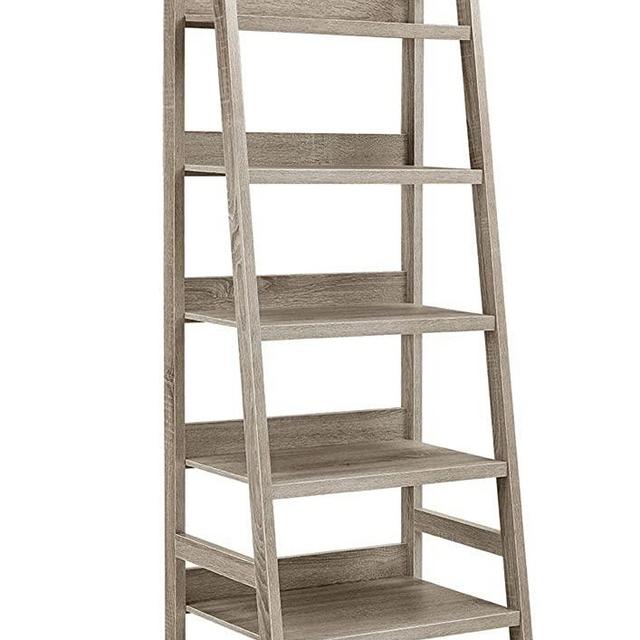 Linon Tracey Ladder Bookcase, 25"W x 17.99"D X 60"H, Gray Wash