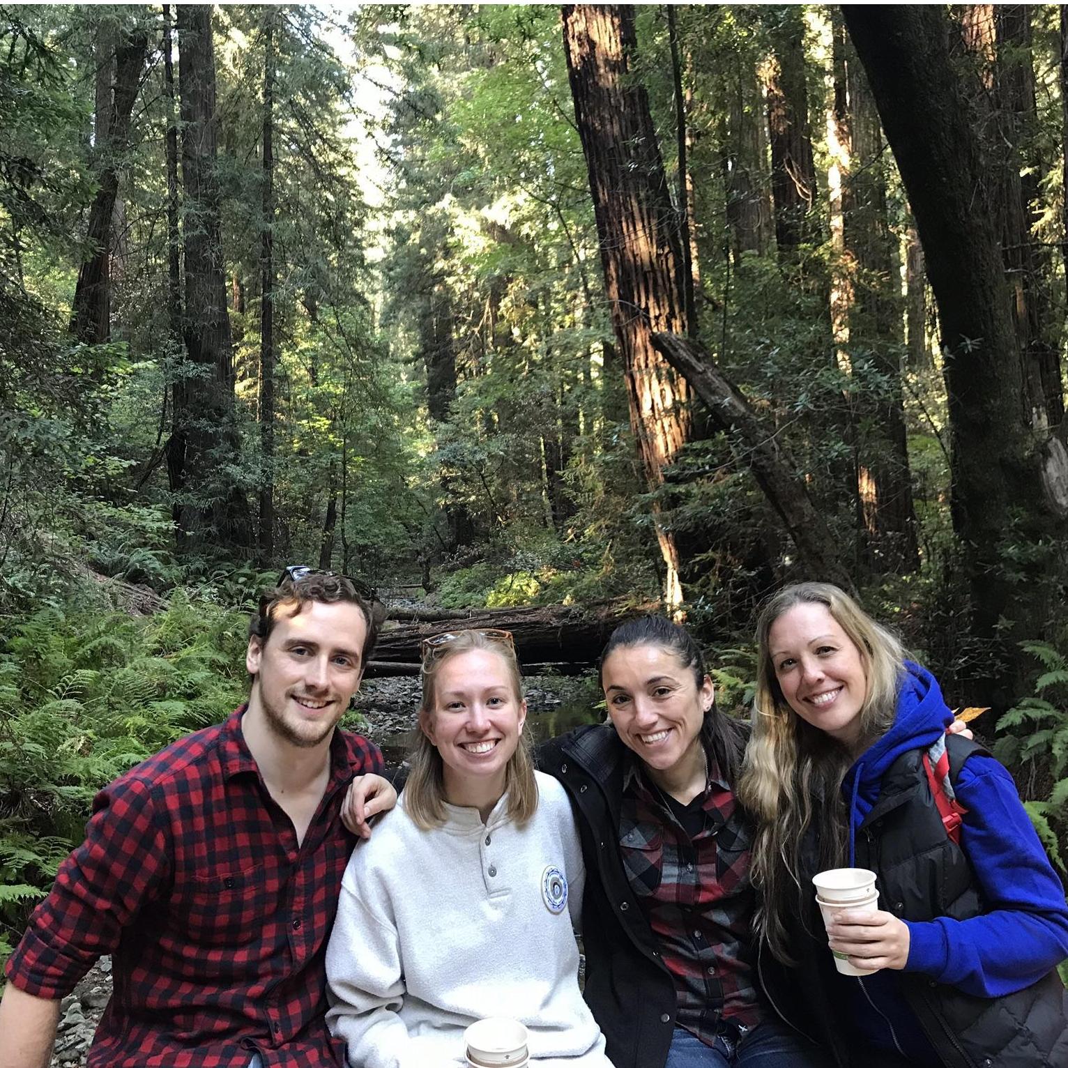 Emily's sister and sister-in-law visiting Muir woods with us