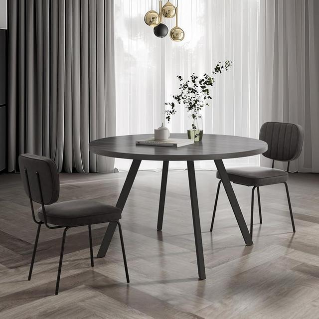 SIMTONAL Round Wood Dining Table for 4-6, 47" Mid Century Modern Kitchen Table (Only Table), Grey