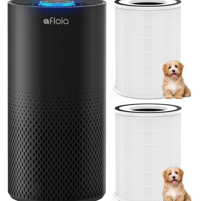Afloia Air Purifiers for Home Large Room Up to 1076 Ft², Kilo Black, Afloia Pet Allergy Filter for Kilo, 2 Pack