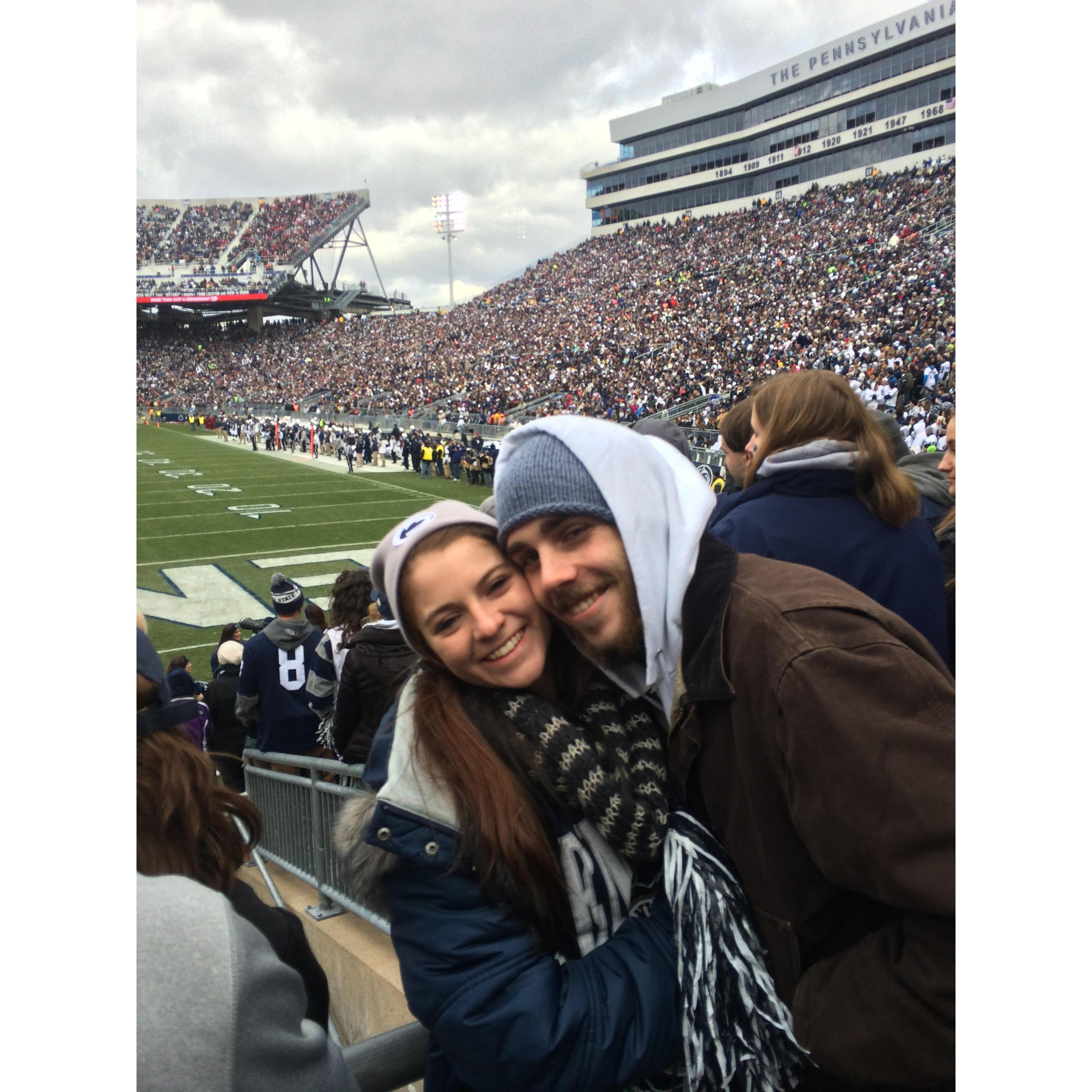 A rare moment when Brie talked Mikey into coming into the student section with her! Brie's Freshman Year - 2014