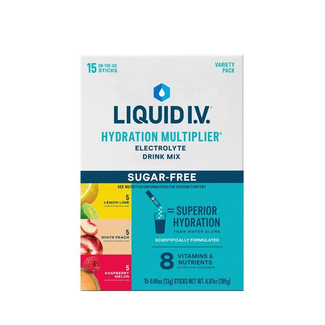 Liquid I.V. Sugar Free Hydration Multiplier Vegan Powder Electrolyte Supplements Variety Pack - 15ct/0.45oz