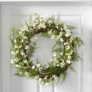 Faux Fern & Dogwood Wreath
