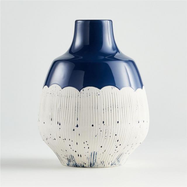 Nightfall Scalloped White and Blue Vase