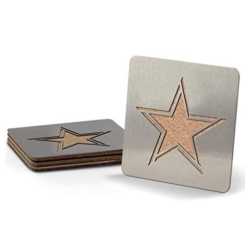 YouTheFan NFL Boasters (Drink Coasters): 4-Piece Stainless Steel, Laser-Cut Team Coaster Set