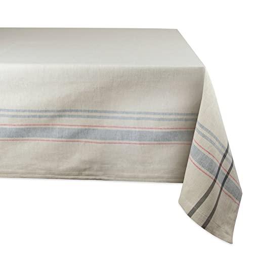 DII 100% Cotton French Stripe Tabletop Collection For Everyday Indoor/Outdoor Dining, Special Occasions or Dinner Parties, Machine Washable, 60x84, Taupe w/Gray