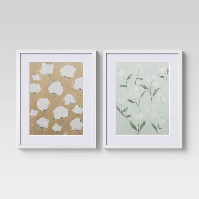 (Set of 2) 16" x 20" Loose Floral Framed Wall Art - Threshold™