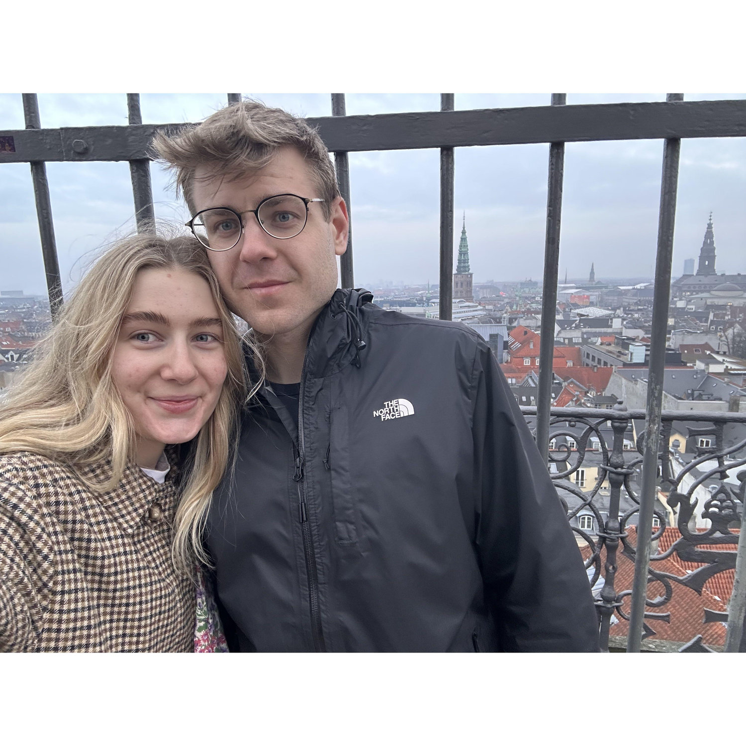 Our first day in Copenhagen at the top of Rundetaarn.