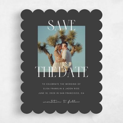 Grey Scalloped Wedding Save the Date - Garrett Photo