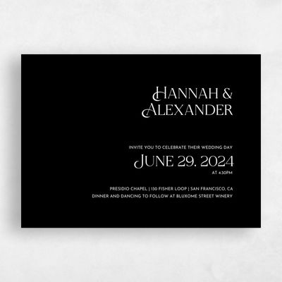 Black Wedding Invitation - Ginami Landscape