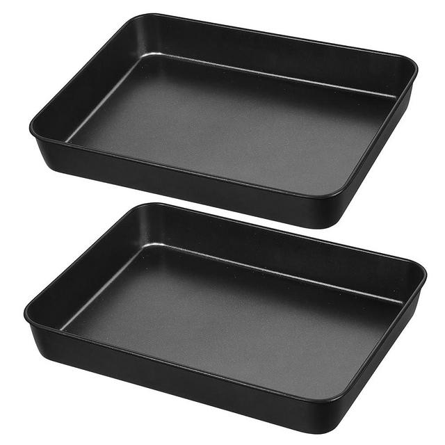 Herogo Rectangle Cake Pan Set of 2, 9 X 13 Inch Non-Stick Baking Pan for Oven, Stainless Steel Black Lasagna Brownies Casseroles Cakes Pan, Non Toxic & Durable
