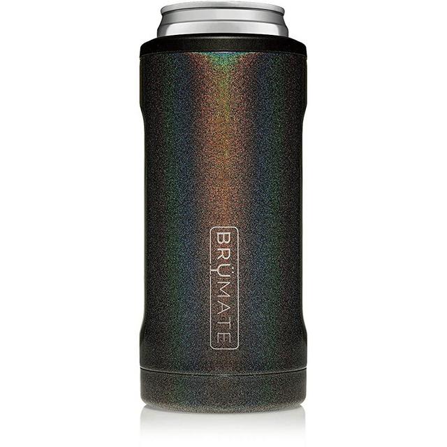 BrüMate Hopsulator Slim Double-walled Stainless Steel Insulated Can Cooler for 12 Oz Slim Cans (Glitter Charcoal)