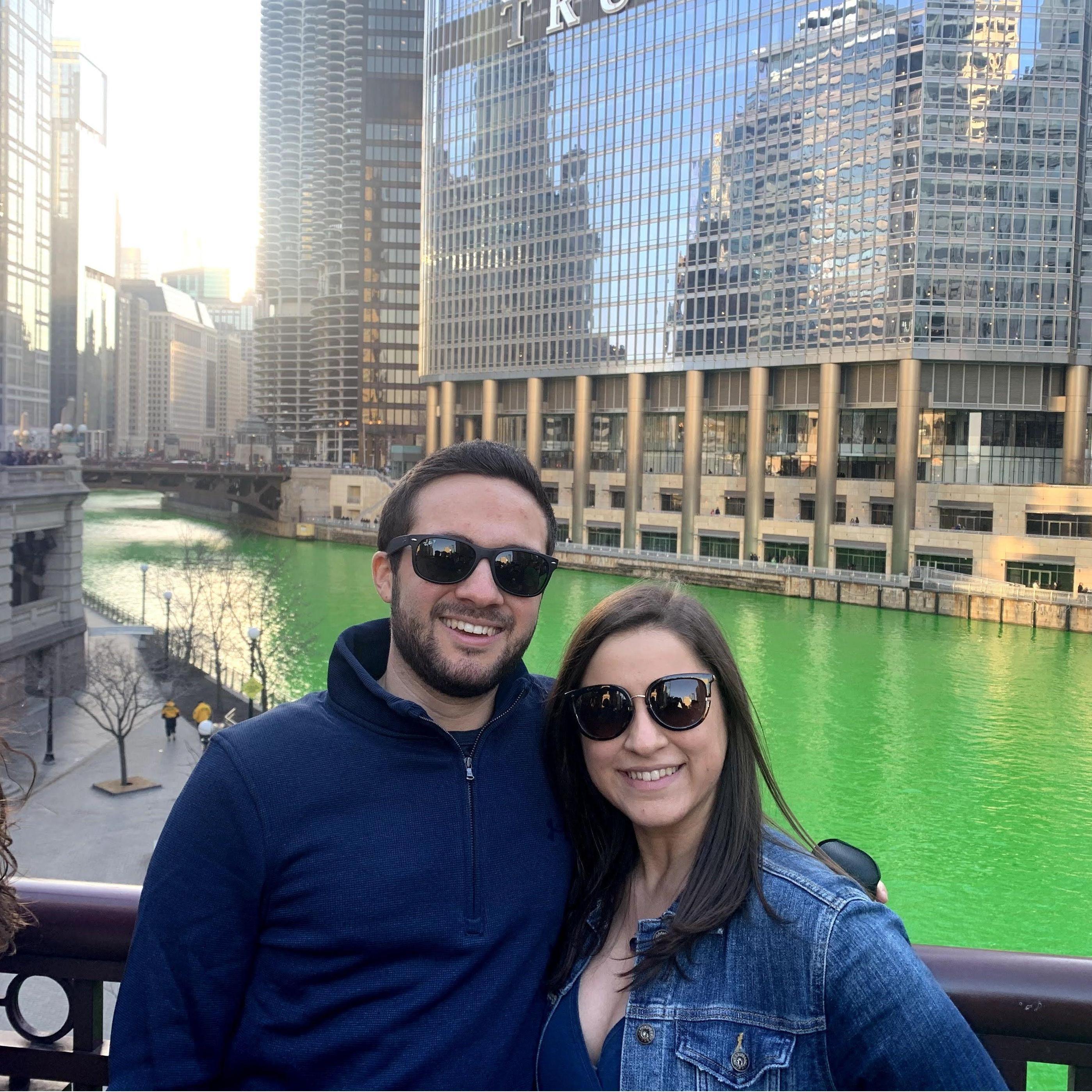 March 2021 | Chicago, IL | Chicago River dyed green on St. Patrick's Day