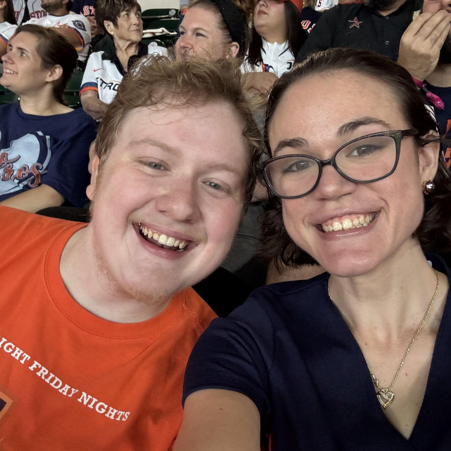 We love to see the Astros together! Matthew is the best seat partner and knows all the rules of baseball and helps me know what's going on and when to cheer lol and we never forget to get El Tiempo!