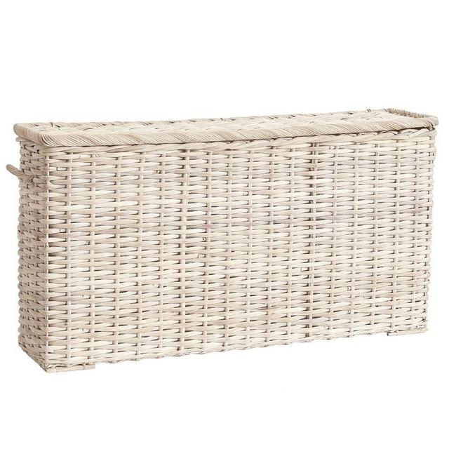 Aubrey Woven Oversized Lidded Basket, Whitewash