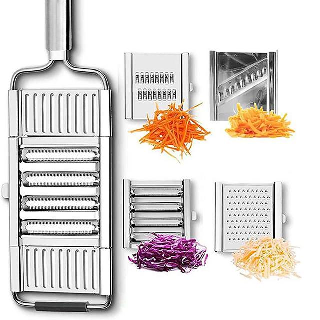 Upgrade Multi-purpose Vegetable Slicer Cuts 8 Times Faster,With 3/4 Interchangeable Blades,Stainless Steel Shredder Cutter Grater Slicer,For Kitchen Cooking Cutting Tools (4 in 1)