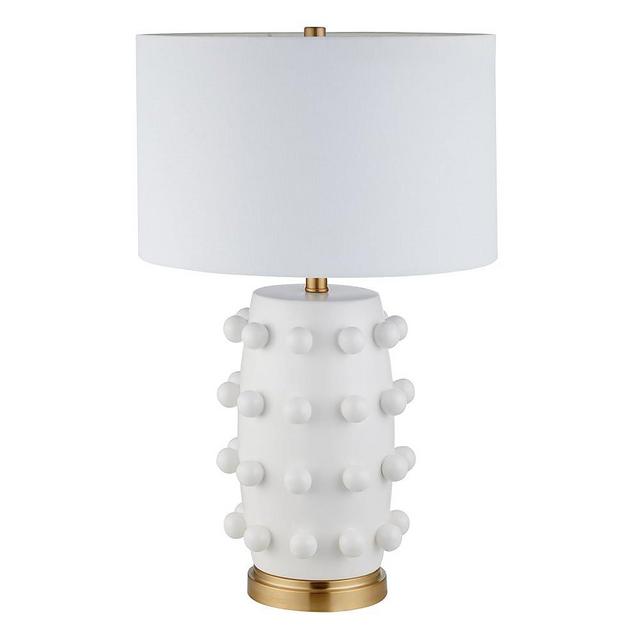 Henn&Hart 26" Tall Ceramic Table Lamp with Fabric Shade in Flat White, for Home, Living Room, Bedroom, Entertainment Room, Office, Kitchen, Dining