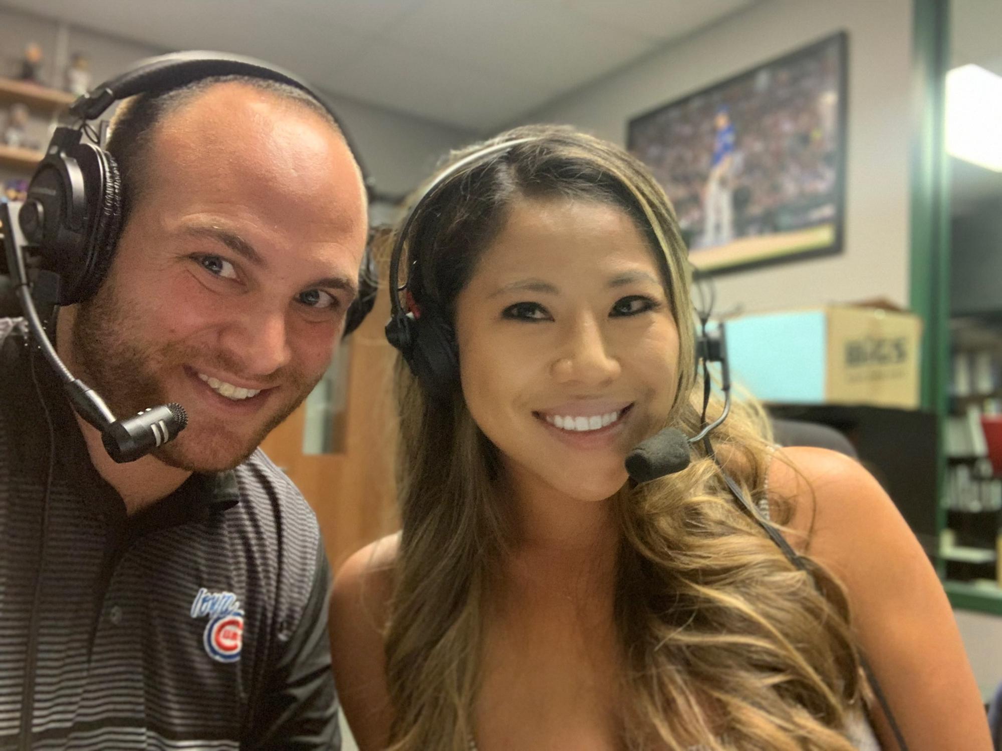Some rare pictures of Tessa in the broadcast booth when she is not asleep.
September 2021 -- Des Moines, IA.