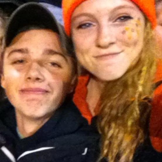 Our first selfie!
Two-plus hours on a school bus to watch a high school football game? Sign us up!
We shared a seat on the way home, and the rest is history.
Frankfort, MI.
10/9/2015