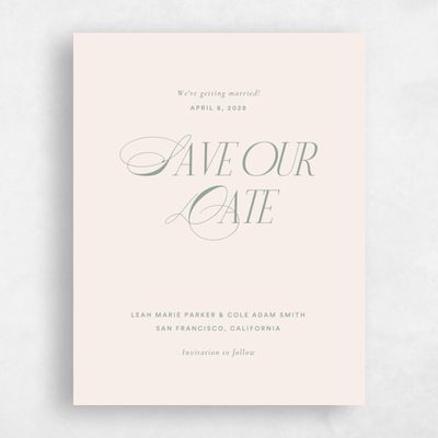 Linen, Beige Wedding Save the Date - Marion Portrait