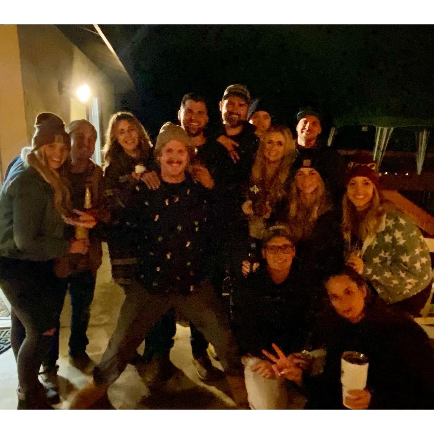 A very grainey photo of the crew